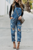 Lutaotie Fashion Solid Ripped Square Collar Harlan Jumpsuits