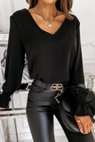 lutaotie Solid Lace Backless V Neck Tops