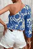 Lutaotie Vacation Print Flounce Tops(4 colors)