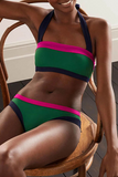 Lutaotie Vacation Solid Patchwork Swimwears