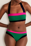 Lutaotie Vacation Solid Patchwork Swimwears