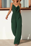 Lutaotie Casual Solid Patchwork Spaghetti Strap Straight Jumpsuits