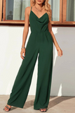 Lutaotie Casual Solid Patchwork Spaghetti Strap Straight Jumpsuits