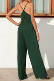 Lutaotie Casual Solid Patchwork Spaghetti Strap Straight Jumpsuits