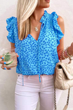 Lutaotie Casual Leopard Flounce V Neck T-Shirts(3 colors)