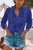 Lutaotie Casual Solid Lace V Neck Tops(4 colors)