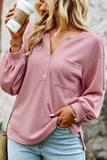 Lutaotie Casual Solid Buckle O Neck Tops