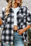 Lutaotie Casual Plaid Patchwork Turndown Collar Tops(4 colors)