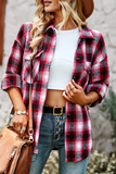 Lutaotie Casual Plaid Patchwork Turndown Collar Tops(4 colors)