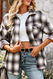 Lutaotie Casual Plaid Patchwork Turndown Collar Tops(4 colors)