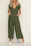 Lutaotie Casual Solid Patchwork V Neck Boot Cut Jumpsuits(4 colors)