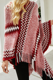 lutaotie Casual Print Tassel O Neck Outerwear