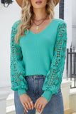 Lutaotie Casual Solid Hollowed Out V Neck Sweaters(5 Colors)