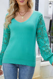 Lutaotie Casual Solid Hollowed Out V Neck Sweaters(5 Colors)