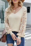 Lutaotie Casual Solid Hollowed Out V Neck Sweaters(5 Colors)