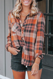 Lutaotie Casual Plaid Patchwork Turndown Collar Tops