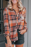 Lutaotie Casual Plaid Patchwork Turndown Collar Tops