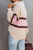 Lutaotie Casual Solid Patchwork Zipper Collar Sweaters(5 Colors)