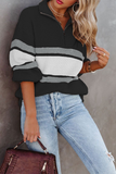 Lutaotie Casual Solid Patchwork Zipper Collar Sweaters(5 Colors)