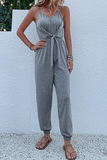 Lutaotie Casual Solid Patchwork Spaghetti Strap Harlan Jumpsuits