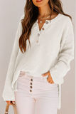 Lutaotie Casual Solid Buckle V Neck Sweaters(4 colors)