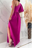 Lutaotie Sexy Elegant Solid Patchwork Slit Oblique Collar Straight Dresses(5 Colors)