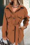 lutaotie Solid With Belt Turn-back Collar Outerwear(8 Colors)