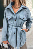 lutaotie Solid With Belt Turn-back Collar Outerwear(8 Colors)