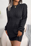 Lutaotie Fashion Casual Solid Patchwork O Neck Long Sleeve Dresses