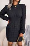 Lutaotie Fashion Casual Solid Patchwork O Neck Long Sleeve Dresses