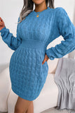 Lutaotie Fashion Casual Solid Patchwork O Neck Long Sleeve Dresses