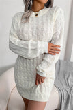 Lutaotie Fashion Casual Solid Patchwork O Neck Long Sleeve Dresses