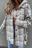 lutaotie Fashion Casual Plaid Contrast Turndown Collar Outerwear