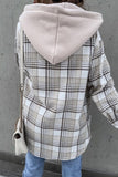 lutaotie Fashion Casual Plaid Contrast Turndown Collar Outerwear