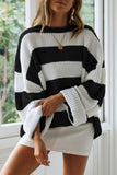 Lutaotie Fashion Sweet Striped Contrast O Neck Sweaters(5 Colors)