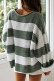 Lutaotie Fashion Sweet Striped Contrast O Neck Sweaters(5 Colors)