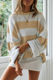 Lutaotie Fashion Sweet Striped Contrast O Neck Sweaters(5 Colors)