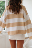 Lutaotie Fashion Sweet Striped Contrast O Neck Sweaters(5 Colors)