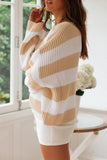 Lutaotie Fashion Sweet Striped Contrast O Neck Sweaters(5 Colors)