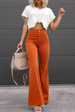 Lutaotie Sexy Casual Street Solid Pocket Boot Cut Mid Waist Wide Leg Patchwork Bottoms(4 Colors)