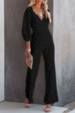 Lutaotie Embroidery Lace V Neck Regular Jumpsuits