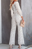 Lutaotie Embroidery Lace V Neck Regular Jumpsuits