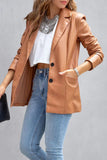 lutaotie Street Patchwork Solid Color Turndown Collar Outerwear