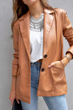 lutaotie Street Patchwork Solid Color Turndown Collar Outerwear