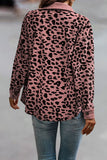 Lutaotie Casual Sweet Leopard Pocket Turndown Collar Tops(4 Colors)