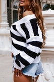 Lutaotie Casual Sweet Plaid Striped Patchwork V Neck Sweaters