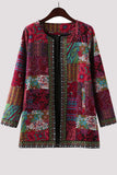 lutaotie Retro Printing O Neck Outerwear(2 Colors)