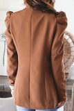 lutaotie Work Solid Solid Color Turn-back Collar Outerwear