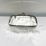 Lutaotie Daily Party Patchwork Feathers Pearl Bags