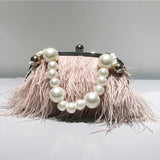 Lutaotie Daily Party Patchwork Feathers Pearl Bags